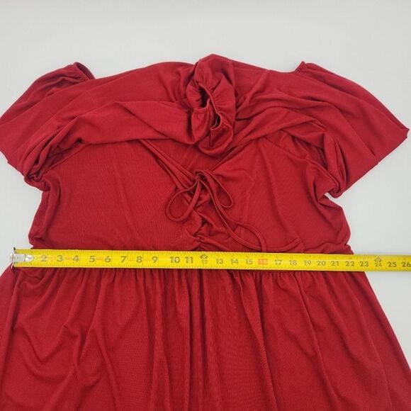 Peplum Blouse Tunic Top Shirt Women Size 5X Red Boho Cottegecore Peasant Prairie - Picture 6 of 7